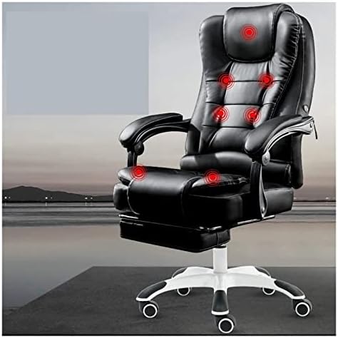 Офис стол n/a, компютърен стол за домашна употреба, удобно въртящо се на игралното стол от изкуствена кожа, акупресура (цвят: черен размер: един размер)