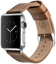 Каишка Apple Watch от естествена кожа Monowear с Елегантен адаптер за Apple Watch с 38-мм или 42 мм екран, който лесно се поставя