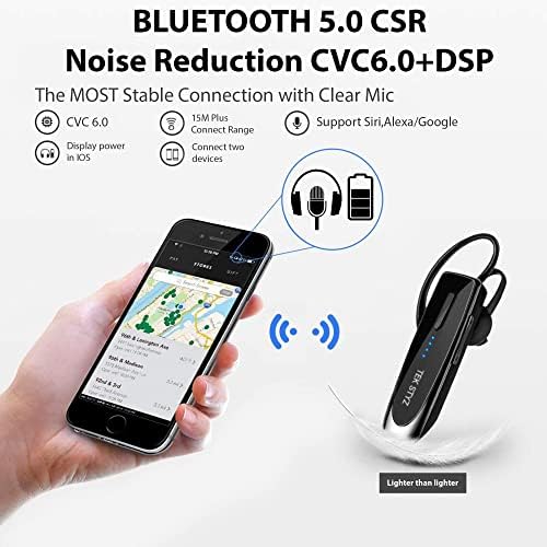 Слушалки TEK STYZ, съвместима с Motorola Edge 30 Ultra in Ear, безжична слушалка Bluetooth 5.0, водоустойчив IPX3, Два микрофона, намаляване на шума (черен / сребърен)