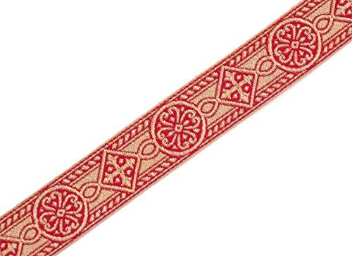 1Широка Червеникаво-Златна Жаккардовая Риза с тапицерия от Средновековни Църковни Облачения 5 Ярда със Собствените си ръце