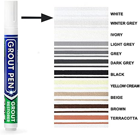 Маркер за фугиране на плочки Grout Pen: бял 1 пакет, 2 опаковки с допълнителни топчета (тесни, 5 мм) - Водоустойчива боя за фугиране