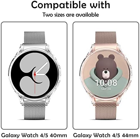 Каишка COMMUTER Milanese с калъф от 2 теми, съвместим с Galaxy Watch 4 и Galaxy Watch 5, 44 мм, метална каишка от неръждаема стомана