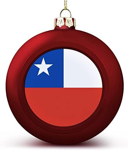 Декорация за Топки на Чили, Украса за Коледната топка с Флага Нации,Пластмасови Украси за Хартата Чили за Коледната Елха, Коледен Празничен Декор
