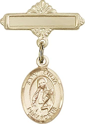 Детски икона Jewels Мания за очарованието на Света Лусия Сиракузской и полирани игла за бейджа | Детски иконата със златен пълнеж