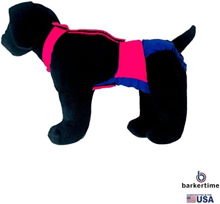 Гащеризон Barkertime Ярко-розово в синьо, Водоустойчив Премиум-клас, за кучета, XS, с отвор за опашката - Произведено в САЩ