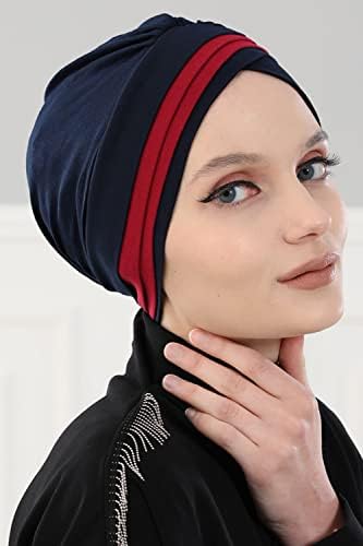Дизайн Aisha's, Предварително обвързани Мигновени Главоболие Превръзки-Тюрбани за жени, Шапки за Химиотерапия от 95% Памук, 2-Цветен
