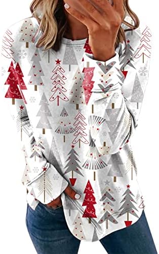 Графични блузи, Модни Коледни Свитшоты с кръгло деколте, Красиви Върхове, Свободна Жена Hoody, Пуловер С Дълъг Ръкав