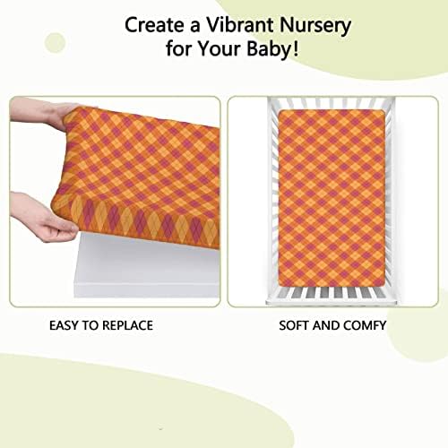 Кухненски кърпи за детски легла в една клетка, Преносим мини-чаршафи за легла с Меки и дишащи Кърпи -Отлични за стая на момче или момиче, или на детето, 24 x 38, Оранжеви,