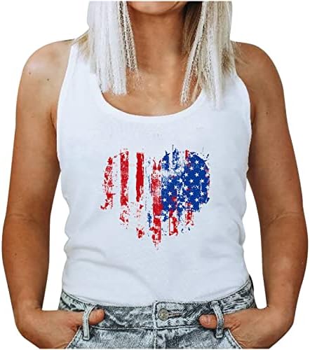 Годишен Топ-Майк за жени, Тениски без ръкави, с образа на Американския флаг и на Сърцето, Патриотическая Риза на 4 юли, Тениски Ден на Независимостта на САЩ