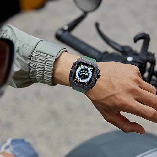 NIBYQ Луксозен Комплект Модификация на Apple Watch Ultra 49 мм Калъф, изработени от Въглеродни Влакна За iWatch 8 7 6 5 4 SE 45