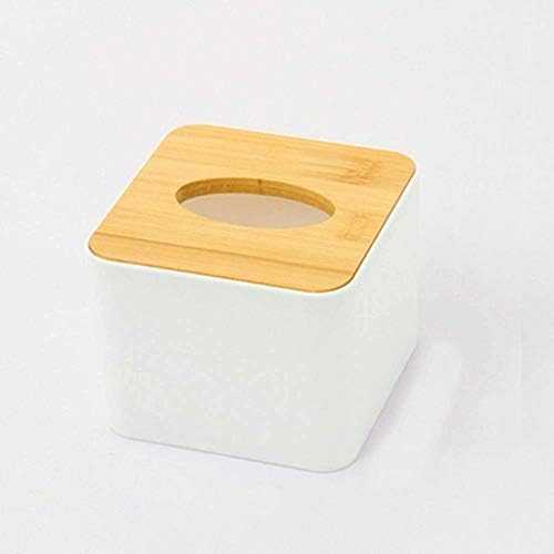 GFDFD Дървена Бамбук Квадратна Кутия за Салфетки с капак - Екологично Чист, Прибиращи Кубичен Диспенсер - Декоративен Държач /Органайзер