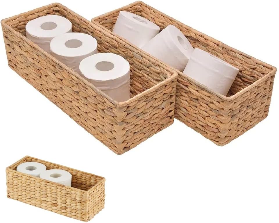 Кошница за тоалетна хартия M4DECOR, Кошница-Органайзер за съхранение в Банята, 2 опаковки (Естествен воден зюмбюл, 3 опаковки 4,25