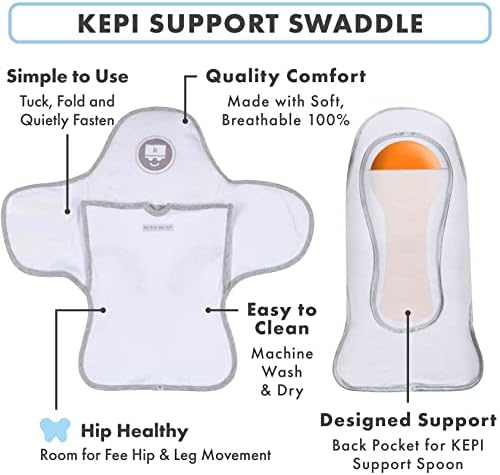 Патентована Kepi система за подкрепа на детето за новородени и бебета – Одеяло, Пеленание с безопасна опора, Лъжица с подово седалка