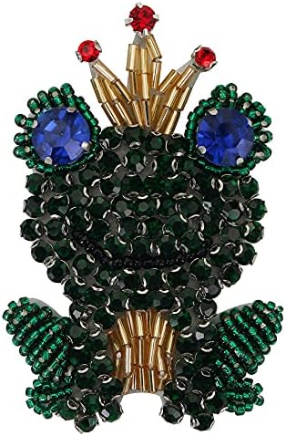 Ръчно Бродирани Мъниста Diamond Crown Жаба Ивици Кристали и Кристални Апликация Занаят Шиене на Декоратоне