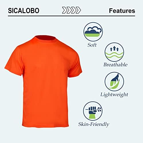 Sicalobo 2 бр., Мъжки Светлоотразителни Тениски с висока Видимост, Работни Тениски с Къс Ръкав, Защитна Тениска Hi Vis, с Джоб за