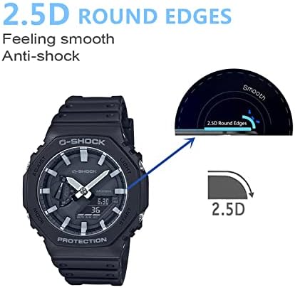 Aemus (3 опаковки), Съвместим с фолио Casio G-shock GA-B2100 за смарт часовник GA-2100, защитен слой от закалено стъкло 9H GA-2000 срещу пръстови отпечатъци, прозрачен филм