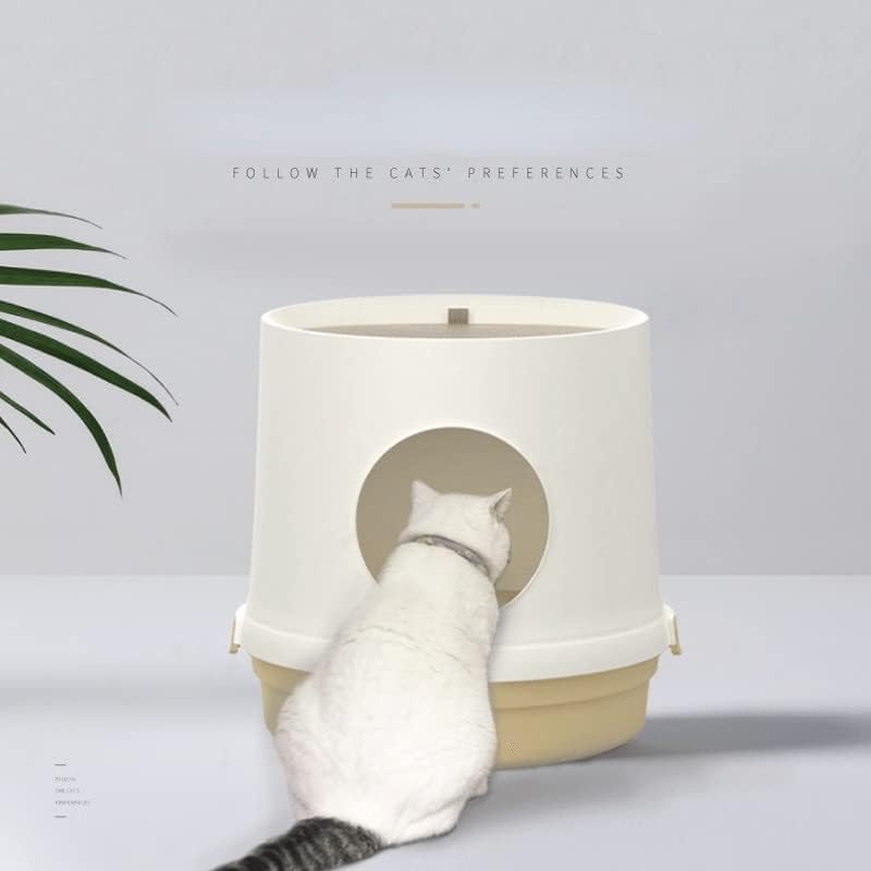 XLAIQ Дърво Дупка Напълно Затворен котешката за боклук Голямо Пространство Брызгозащищенный Котешки Тоалетна Скоростна Тренировъчен Подвижна Тоалетна (Цвят: A)