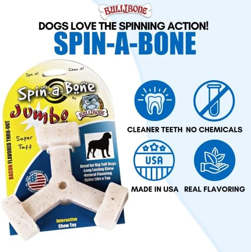 Дъвченето играчка за кучета Bullibone от найлон Spin-a-Bone - Интерактивна играчка за кучета, запускающая Естествени инстинкти и