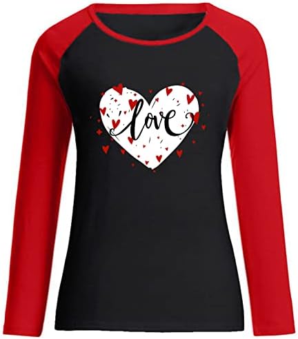 Свитшоты в Деня на Св. Валентин, Дамски Тениски с Цветен Блок и Дълъг Ръкав, Модни Пуловери с Графичен Дизайн Сърцето си за Любовта,