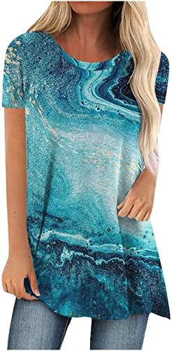Блуза, Тениска за Момичета Лято Есен с Къс Ръкав 2023 през Цялата Деколте Лодка Памучен Тениска с Графичен Дизайн за Почивка F9