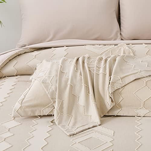 Комплект одеяла WURUIBO с дрямка размер King Size, Бежовата легло в леглото от 7 теми, Жаккардовое одеало и чаршаф в стил Бохо стил