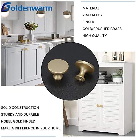 goldenwarm 25 бр Златни Дръжки за Шкафа, Матови Златни Дръжки за шкафа, Златни Дръжки за Чекмеджета Шкафа, Месингови Дръжки за Кухненски шкаф, Кръгли Дръжки за чекмеджета