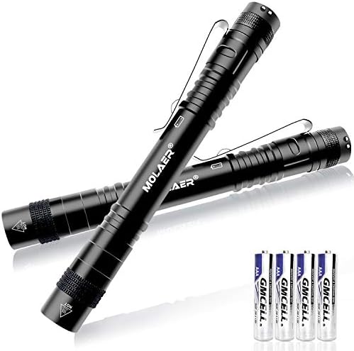 Фенерче MOLAER Light Pen, 2 набор от led джобен прожектор B16 с клипс, 3 режима на осветление, Малък, мини, водоустойчив, Отлично
