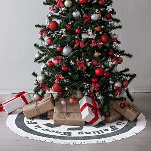 Пола за Коледната елха с Пискюл, Коледен Мат с коледни декорации във формата на Силует на Кучето, 30 Подложка за Коледната Елха