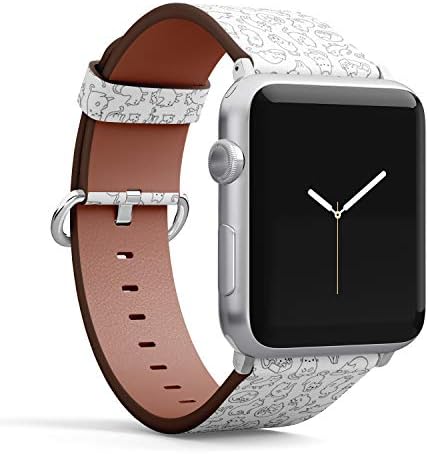 Съвместим с големи Apple Watch 42 мм 44 мм, 45 мм (всички серии) Кожена каишка за часовник Каишка Гривна с адаптери (икони със собствени
