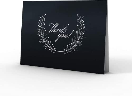 Картичка с благодарност MDMprint (24 бр.), В комплект Празни пощенски картички и пликове със стикери, 4 x 6, черен класически дизайн