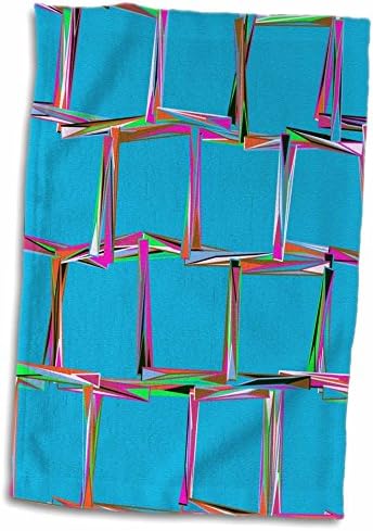 3dRose Florene - Геометрично изображение сини квадратчета, в рамка цветя обичка - Кърпи (twl-233608-1)