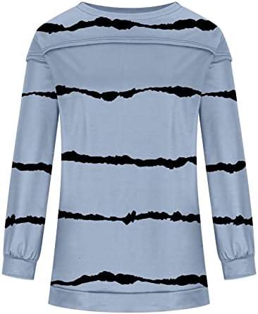 NOKMOPO Блузи с дълъг ръкав Случайни Пуловер с кръгло деколте и Дълги ръкави в стил Мозайка, Свободен Топ