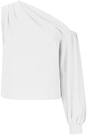 Есенно Лятна Тениска за Момичета с Дълъг Ръкав с Едно рамо 2023, Однотонная Тениска WM WM