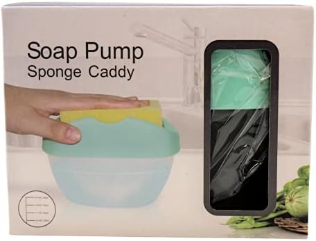 Надежден Индустриална Помпа опаковка за сапун за съдове за кухня Включва гъба - Компактен, за многократна употреба Опаковка Течен сапун с гъба, Държач за кухненски