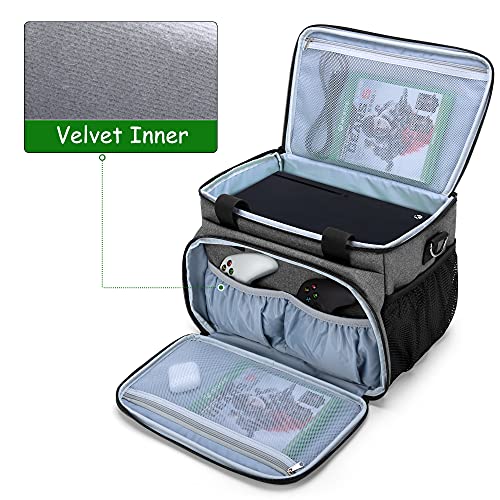 Калъф за носене, игрални конзоли CURMIO, Съвместим с Xbox Series X, Преносима чанта за носене с пагон за контролери, кабели, слушалки,
