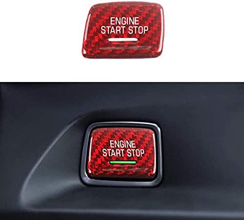 Капачката на Бутона за стартиране/спиране на двигателя MICROCK за Chevy C7 Corvette 2014-2019, за Chevrolet Camaro -2020, от настоящето въглеродни влакна (червен)