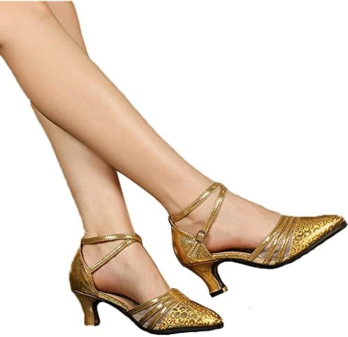 HIPPOSEUS/ Дамски обувки за танци балната зала със злато пръсти, блестящи обувки с пайети За Сватбени партита, Обувки за Танго и самба, модел N302, размер на 6,5 B (M) САЩ