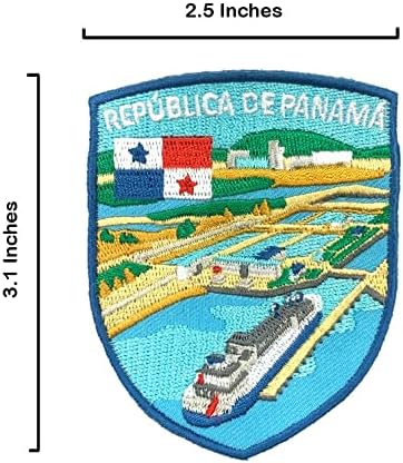 A-ONE Опаковка от 2 теми - Нашивка със знака на Панамския канал + Икона с флага на Панама, нашивка на Панамския канал, Централна Америка, Пришивная /гладка нашивка за дън
