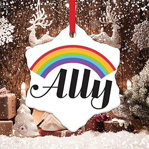 Коледна Украса Съюзник на Дъгата ЛГБТК Украса на ЛГБТ Коледен Декор Пансексуал Трансгендер ЛГБТК Гей Дъгата Празничен Подарък Керамично Украса На Коледна Елха