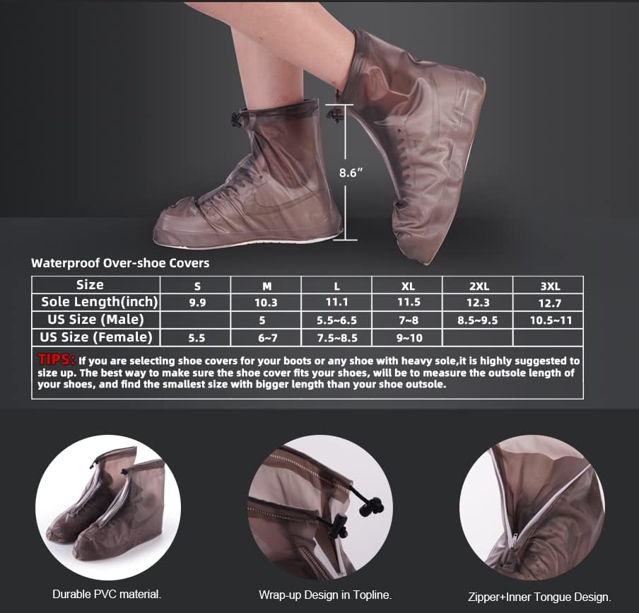Водоустойчив Бахилы Luzzup, Модернизирани за Многократна употреба Нескользящие Бахилы, PVC Миещи се Калъфи за защита на обувки на открито-2XL