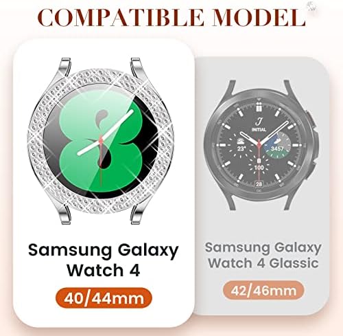 [2 + 2] Goton за Samsung Galaxy Watch 4 Защитно фолио за екрана и калъф 40 мм, Лъскав калъф с диаманти от КОМПЮТЪР, Броня с фолио от закалено Стъкло, за жени и Момичета
