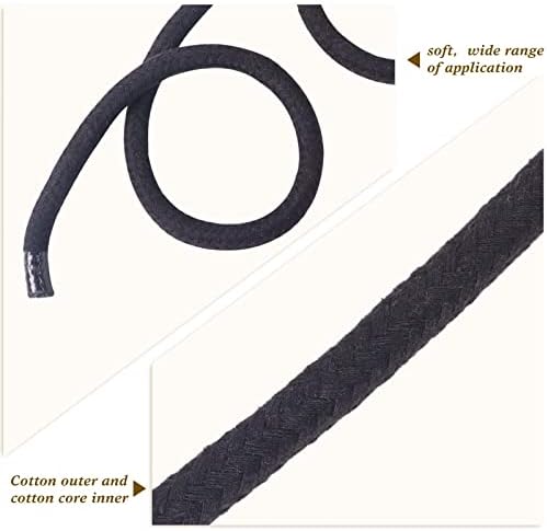 SINYLOO Черна Плетени Памучни Въжета с Дебелина 3/8 инча x 165 фута за Кошници, Закачалки за растенията, Занаяти, Служебна Въже