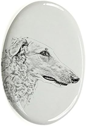 Хрътки, Овално Надгробен камък от Керамични плочки с Изображение на Куче