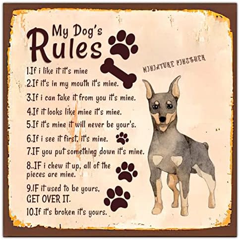 Alioyoit Забавно Куче-Метална Табела с Надпис Правила на Кучето ми Закачалка за домашни любимци с Саркастической Цитат на Кучето