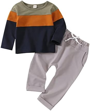 Есенно-Зимния Комплект дрехи за момчета, Пуловер с дълги ръкави, Обикновена Дълги Панталони, Подаръчен Комплект Панталон За Малки