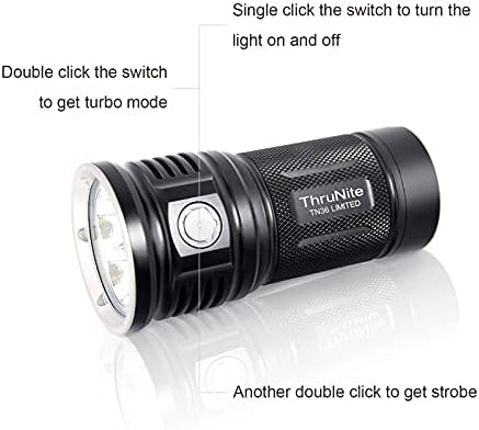 ThruNite TN36 Ограничена версия, мощен led фенер CREE XHP 70B с подсветка 11000 лумена, Сверхяркие батерии в комплекта, черен (CW)