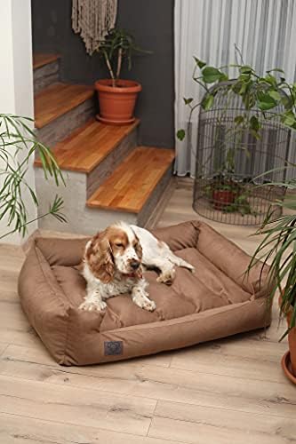 LUVLY Pets - Ортопедична възглавница с ефект на паметта, Моющаяся Легло За Кучета - Нескользящая, В стила на дивана (XX-Large, Кафяв)