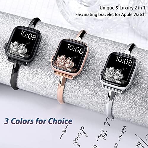 NINKI Luxury Band, Съвместими Въжета за Apple Watch, Женски 38 мм 40 мм 41 мм 42 мм 44 мм 45 мм на 49 мм, Тънък Елегантен Метален