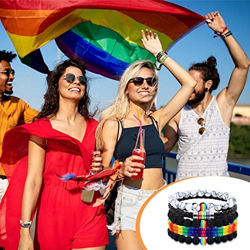Mepase 24 бр Гривна за ЛГБТ-Прайда, Материали за гей-Прайда, с Преливащи се цветове и Аксесоари, с Преливащи се цветове Регулируеми