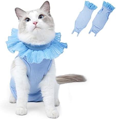 Възстановителен костюм SainSpeed Котка за лечение на рани в областта на корема или кожни заболявания, Мека Алтернатива на Д-Яка за Кучета и котки, Дишаща Послеоперацион